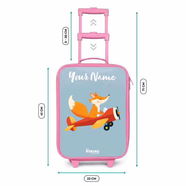 Vos - Vliegtuig -  Vliegen Kinderkoffer - Roze klein -productfoto_formaten