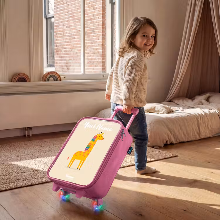 Giraffe - Dier - Kleurrijk Kinderkoffer - Roze klein -sfeer1