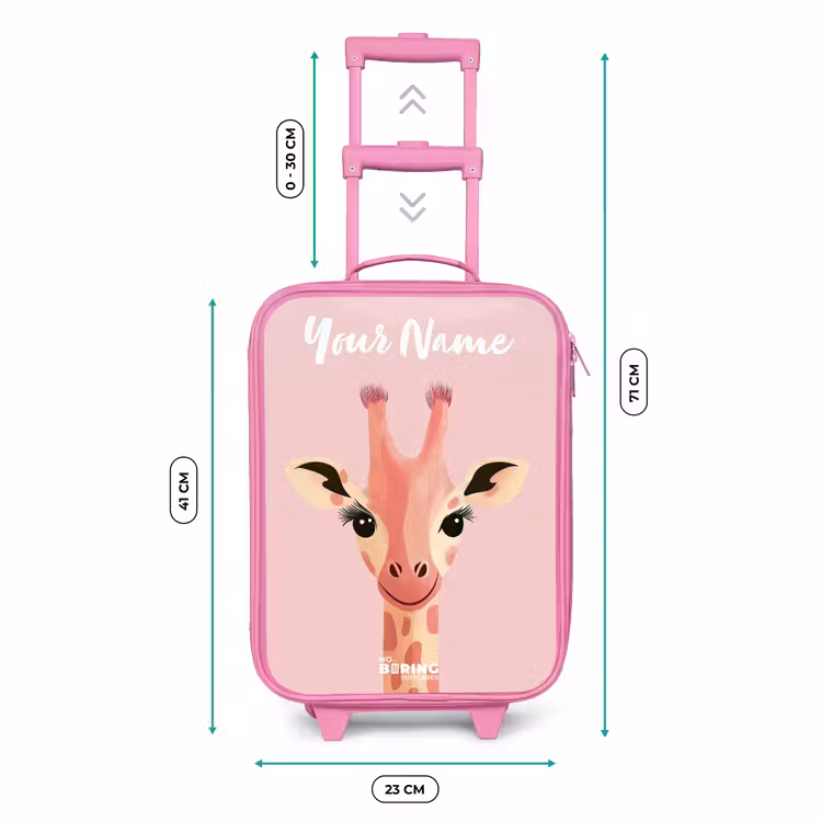 Giraffe - Wimpers - Minimalistisch - Roze Kinderkoffer - Roze klein -productfoto_formaten