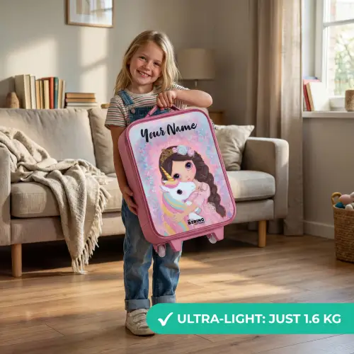 Meisje - Eenhoorn - Glitter Kinderkoffer - Roze klein -sfeer2_EN