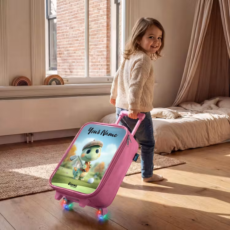 Golf - Dino - Groen Kinderkoffer - Roze klein -sfeer1
