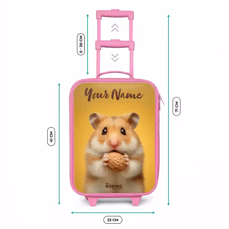 Hamster - Walnoot - Dier Kinderkoffer - Roze klein -productfoto_formaten