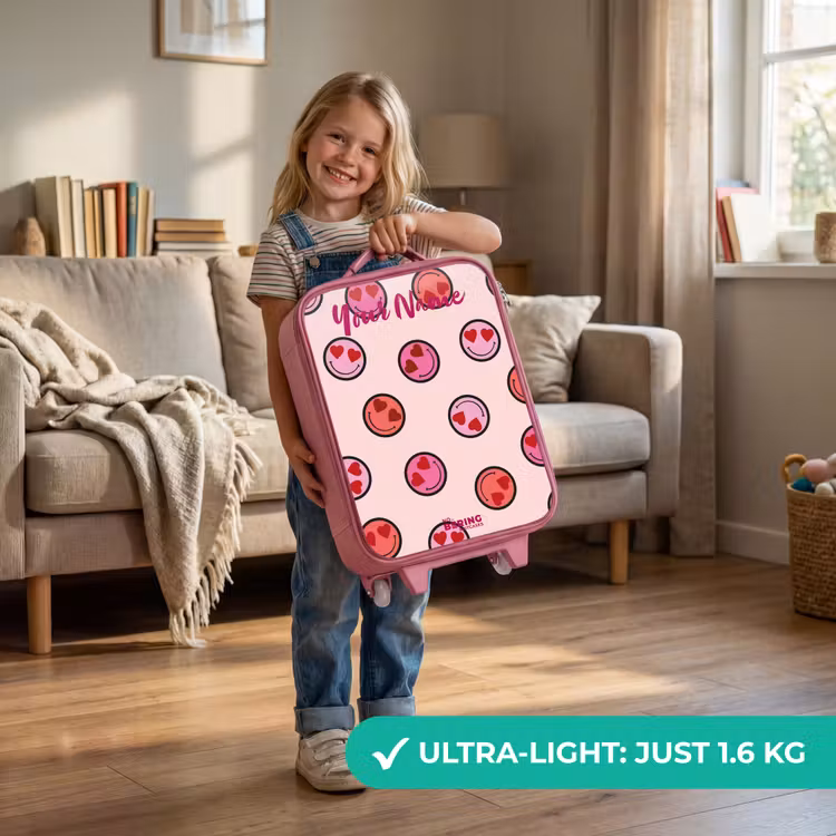 Hartje - Smiley - Patroon Kinderkoffer - Roze klein -sfeer2_EN