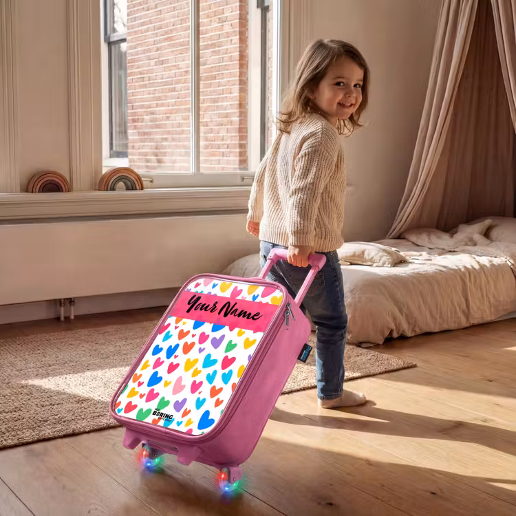 Hartjes - Kleurrijk - Patroon Kinderkoffer - Roze klein -sfeer1