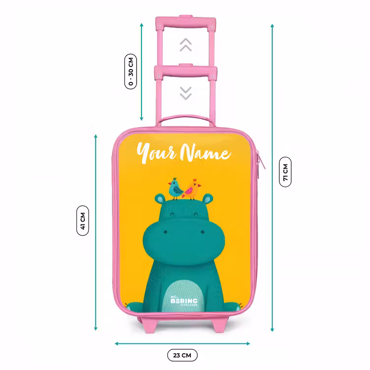 Nijlpaard - Vogels - Geel Kinderkoffer - Roze klein -productfoto_formaten