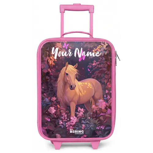 Paard - Bloemen - Paars - Vlinder Kinderkoffer - Roze klein -zz3dotto