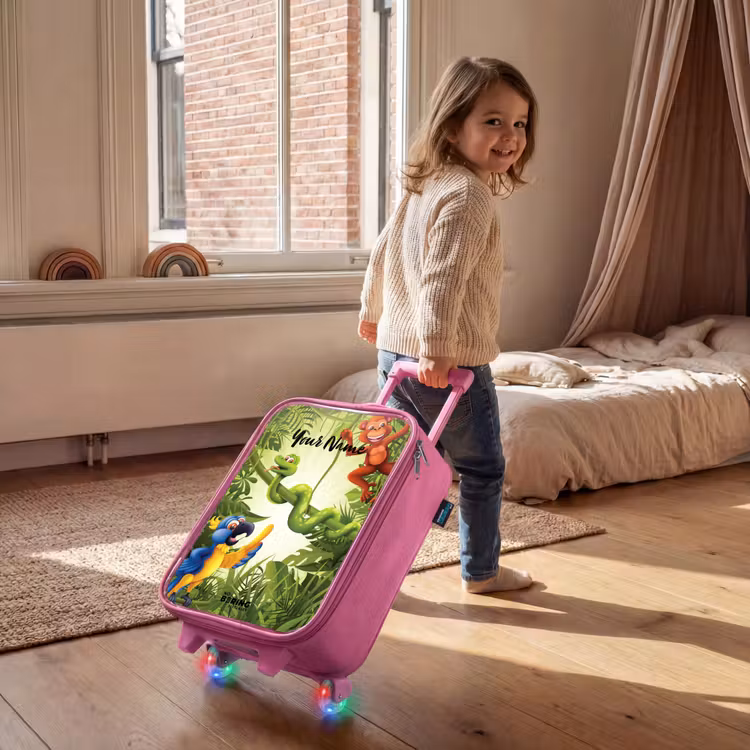 Jolige jungle Kinderkoffer - Roze klein -sfeer1