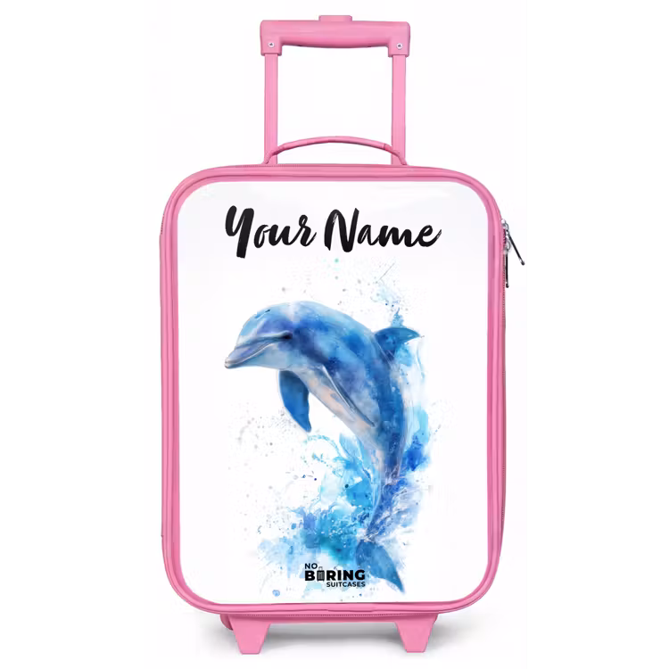 Springende blauwe dolfijn Kinderkoffer - Roze klein -zz3dotto
