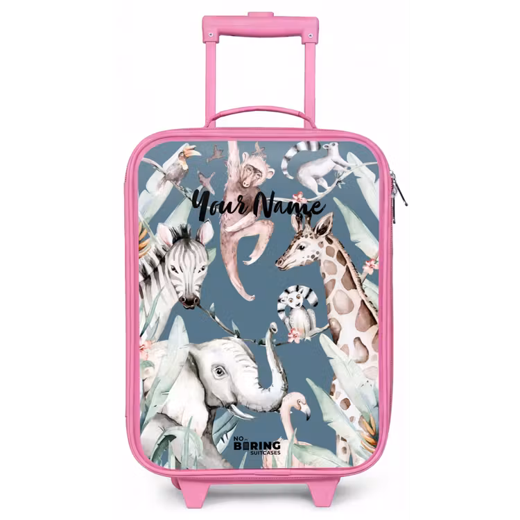 Jungle Dierenfeest Kinderkoffer - Roze klein -zz3dotto