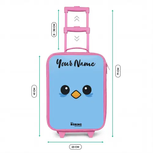 Kawai - Vogel - Blauw Kinderkoffer - Roze klein -productfoto_formaten