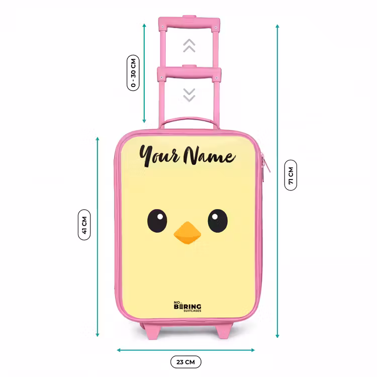 Kawai - Kuiken - Geel Kinderkoffer - Roze klein -productfoto_formaten