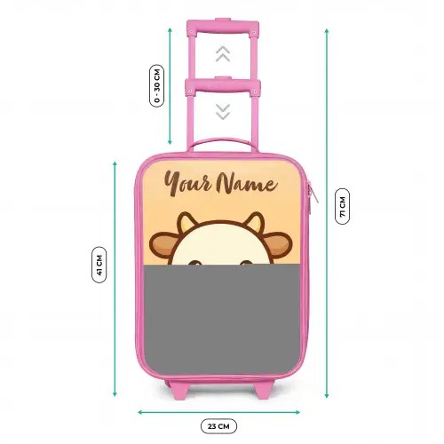 Kawai - Koe - Bruin Kinderkoffer - Roze klein -productfoto_formaten