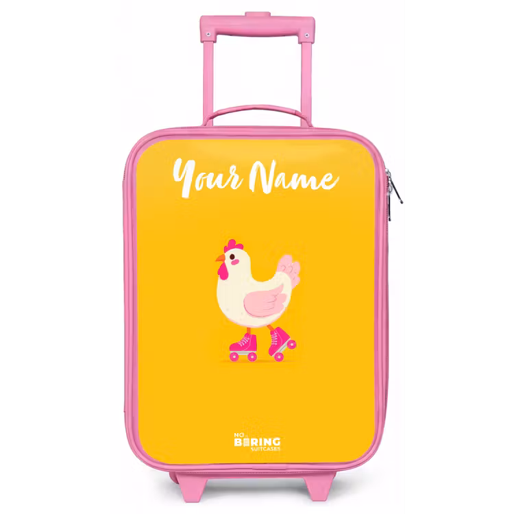 Kip - Rolschaatsen - Geel Kinderkoffer - Roze klein -zz3dotto