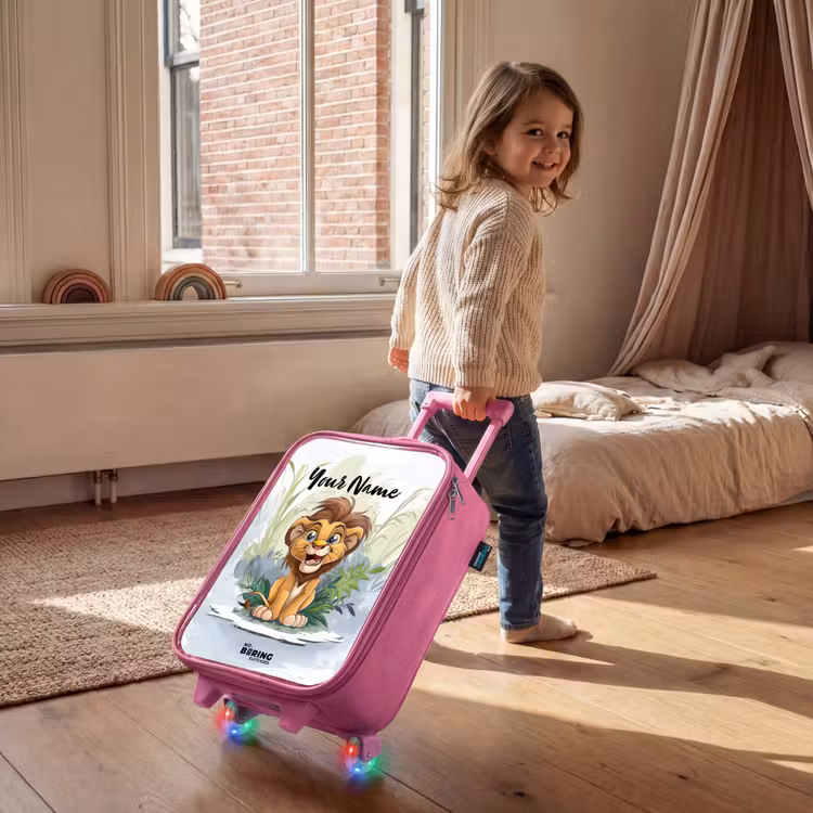 Lenny leeuwtje Kinderkoffer - Roze klein -sfeer1