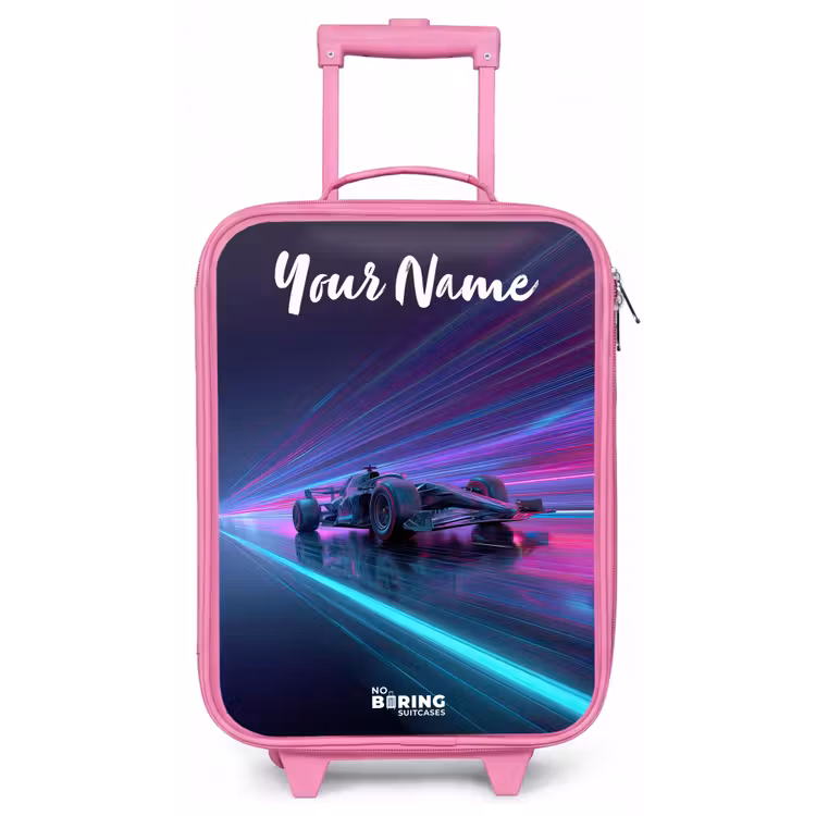 Lichtstralen - Neon - Racewagen - Paars Kinderkoffer - Roze klein -zz3dotto