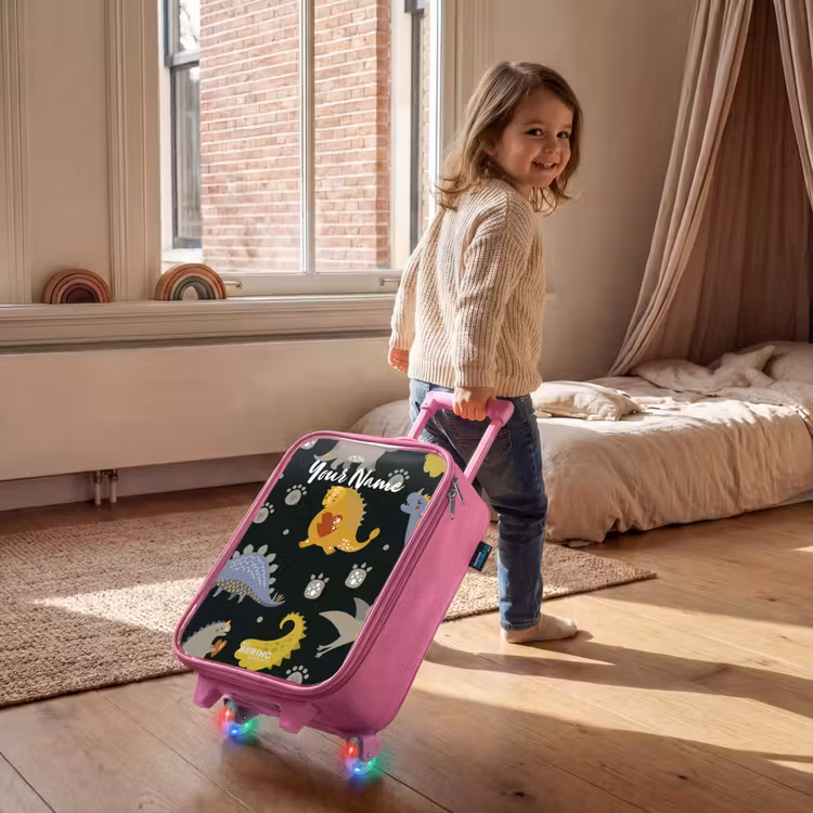 Liefdevolle dinosaurus Kinderkoffer - Roze klein -sfeer1