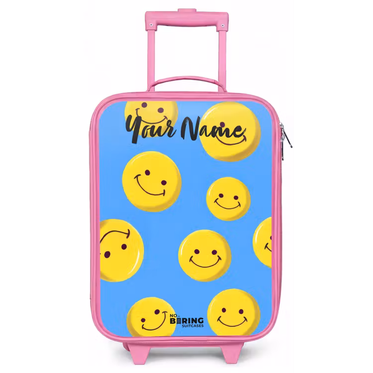Vrolijke smileyregen Kinderkoffer - Roze klein -zz3dotto