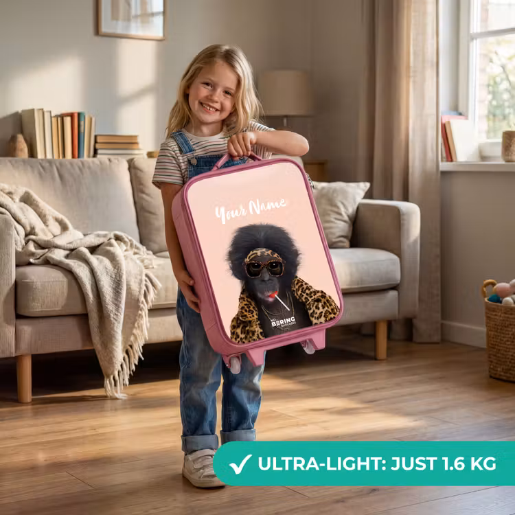 Aap met Loly Kinderkoffer - Roze klein -sfeer2_EN