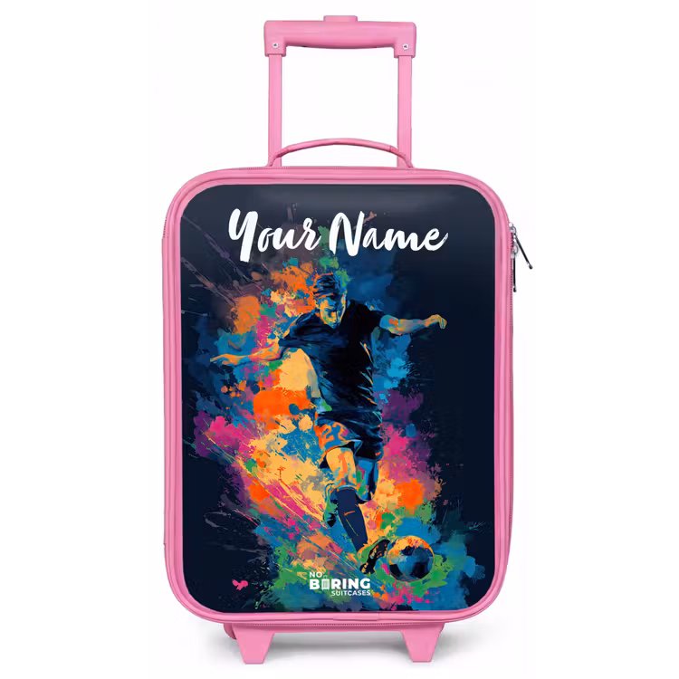Neon - Voetballer - Kleurrijk Kinderkoffer - Roze klein -zz3dotto