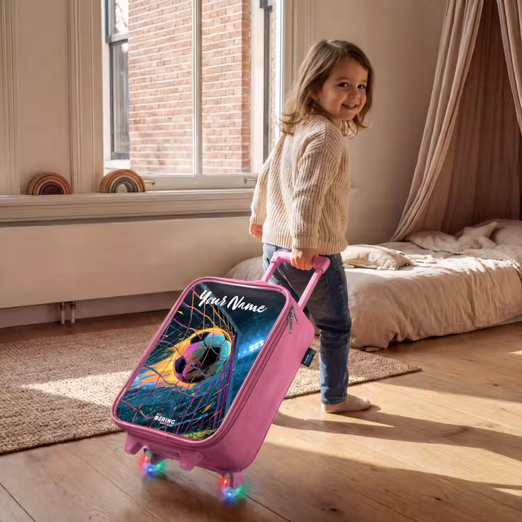 Neon - Net - Voetbal - Kleurrijk Kinderkoffer - Roze klein -sfeer1