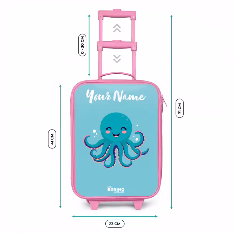 Octopus - Water - Blauw Kinderkoffer - Roze klein -productfoto_formaten