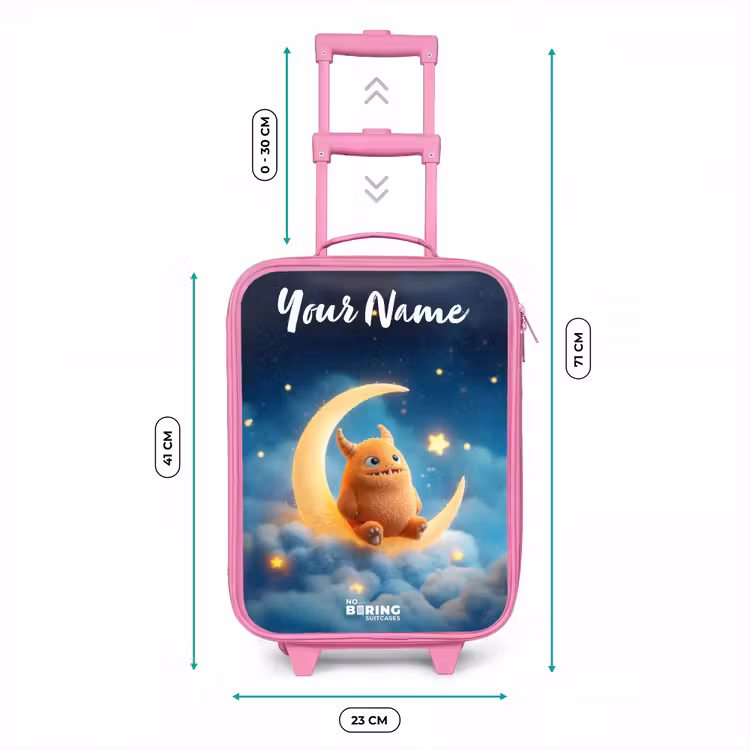 Oranje monster op maansikkel Kinderkoffer - Roze klein -productfoto_formaten
