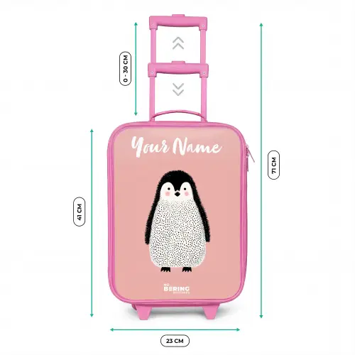 Pinguïn - Stippen - Roze - Minimalistisch Kinderkoffer - Roze klein -productfoto_formaten