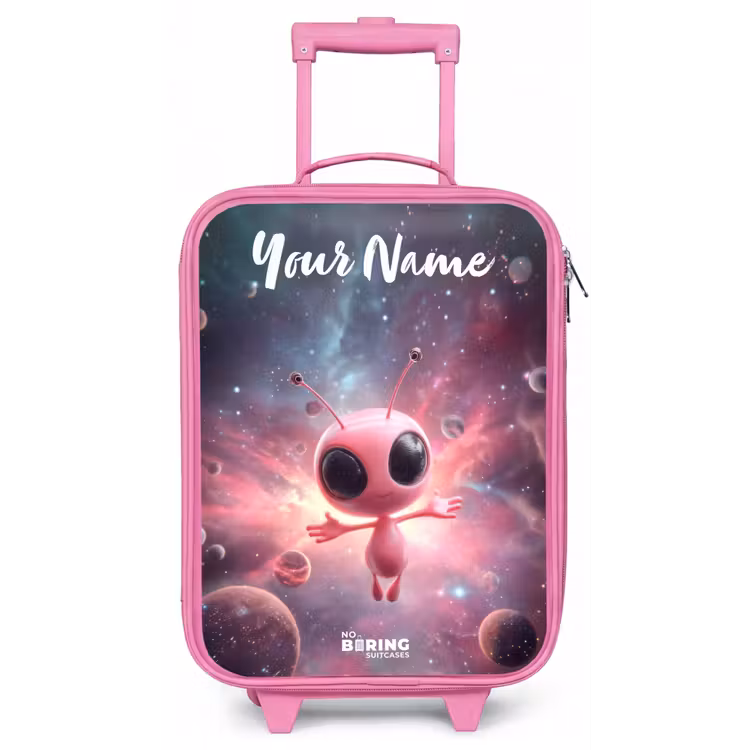 Roze Alien in Sterrennevel Kinderkoffer - Roze klein -zz3dotto