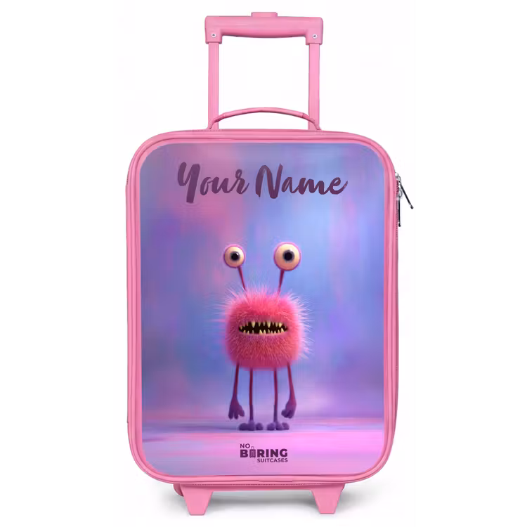 Roze harig monster met grote ogen Kinderkoffer - Roze klein -zz3dotto