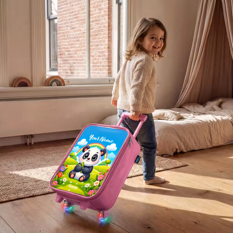Pukkie Panda Kinderkoffer - Roze klein -sfeer1