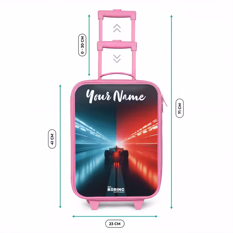 Raceauto - Verlichting - Neon - Rood Kinderkoffer - Roze klein -productfoto_formaten