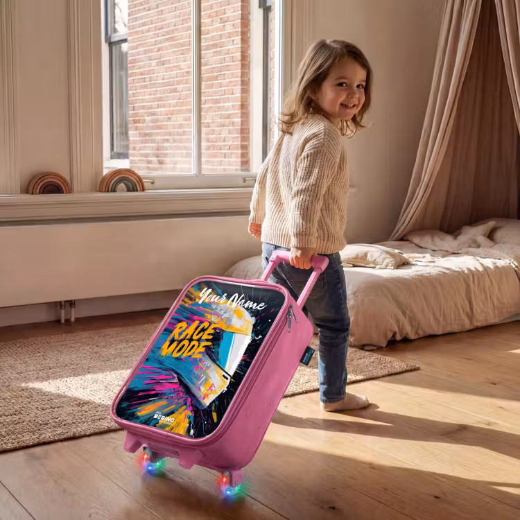 Racehelm - Abstract - Verf - Kleurrijk Kinderkoffer - Roze klein -sfeer1
