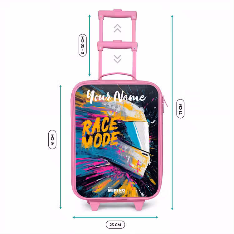 Racehelm - Abstract - Verf - Kleurrijk Kinderkoffer - Roze klein -productfoto_formaten