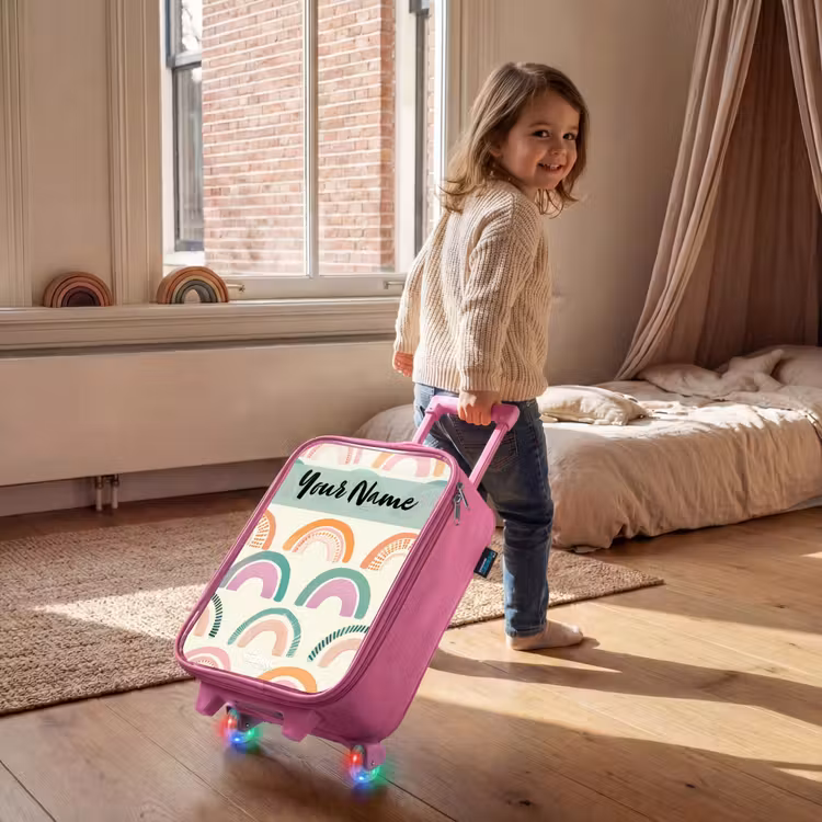 Regenboog - Pastel - Patroon Kinderkoffer - Roze klein -sfeer1