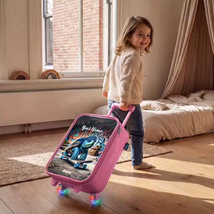 Skater schildpad Kinderkoffer - Roze klein -sfeer1