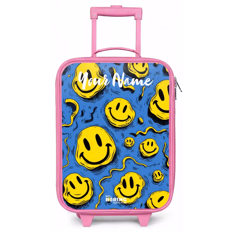 Smiley - Blauw - Geel Kinderkoffer - Roze klein -zz3dotto