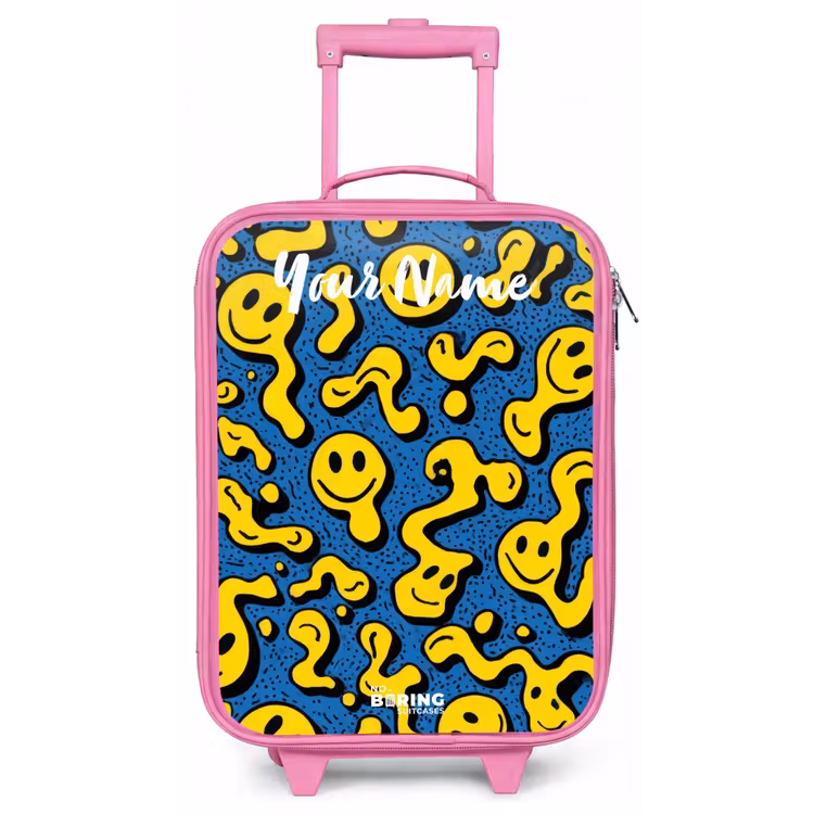 Smiley - Geel - Blauw Kinderkoffer - Roze klein -zz3dotto