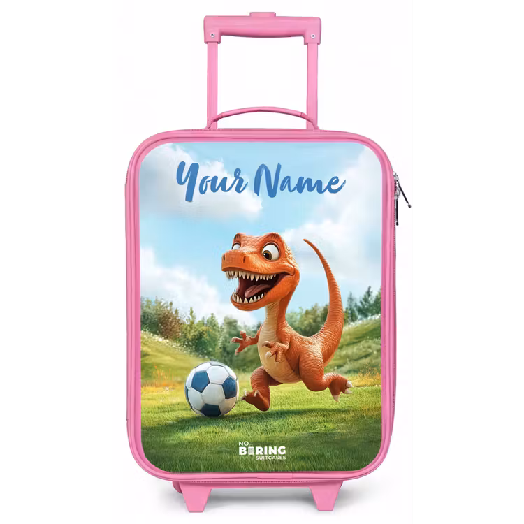 Voetbal - Dino - Sport Kinderkoffer - Roze klein -zz3dotto
