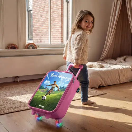 Voetballer - Gras - Goal - Kleurrijk Kinderkoffer - Roze klein -sfeer1
