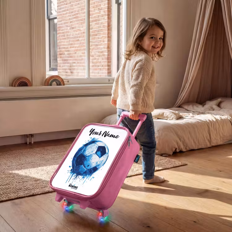 Voetbalvibes - Inktspatten - Blauw Kinderkoffer - Roze klein -sfeer1