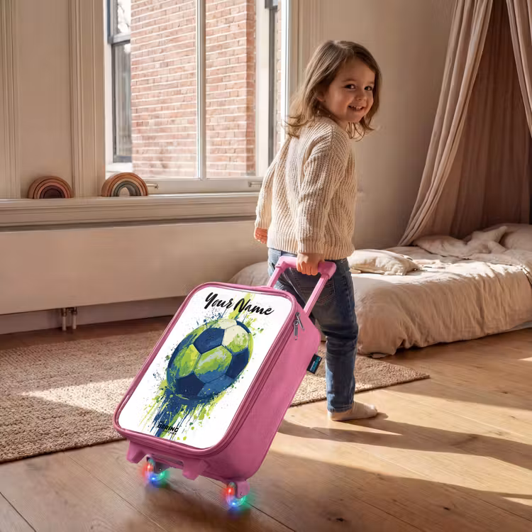 Voetbalvibes - Verf - Groen - Blauw Kinderkoffer - Roze klein -sfeer1