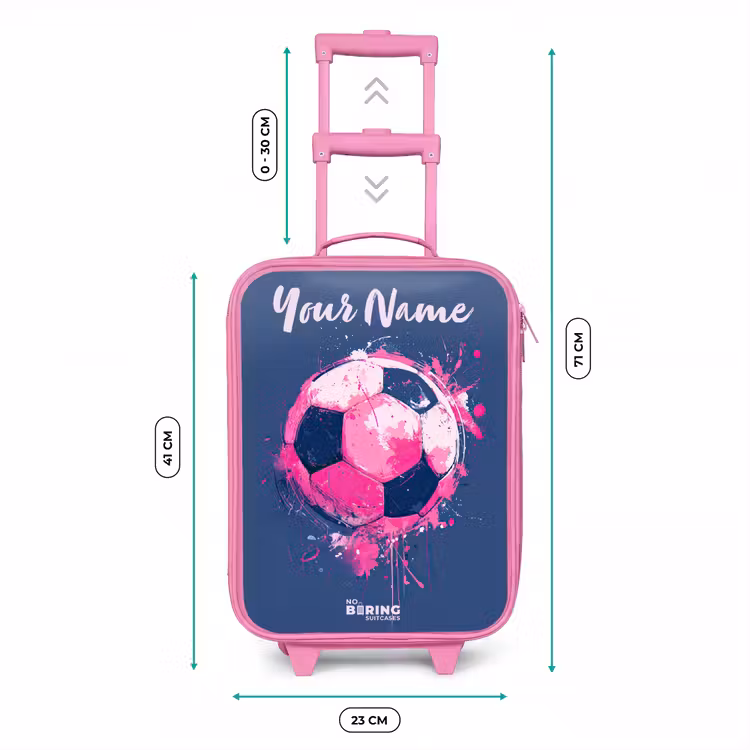 Voetbalvibes - Verf - Roze - Blauw Kinderkoffer - Roze klein -productfoto_formaten