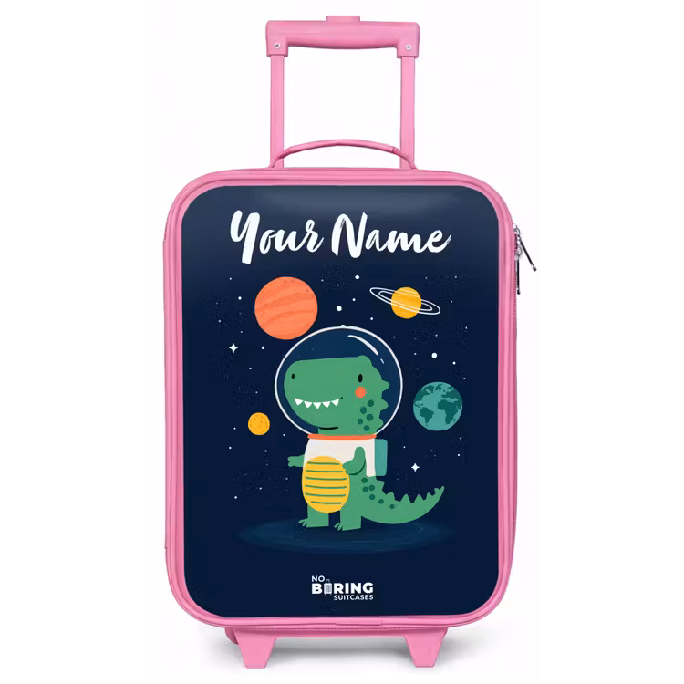 Ruimte - Dino - Planeten - Sterren Kinderkoffer - Roze klein -zz3dotto