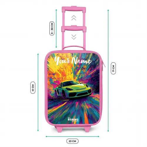Sportauto - Groen - Verfstrepen - Kleuren Kinderkoffer - Roze klein -productfoto_formaten