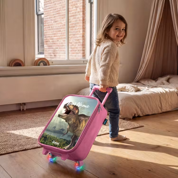 Thijs Tyrannosaurus Kinderkoffer - Roze klein -sfeer1