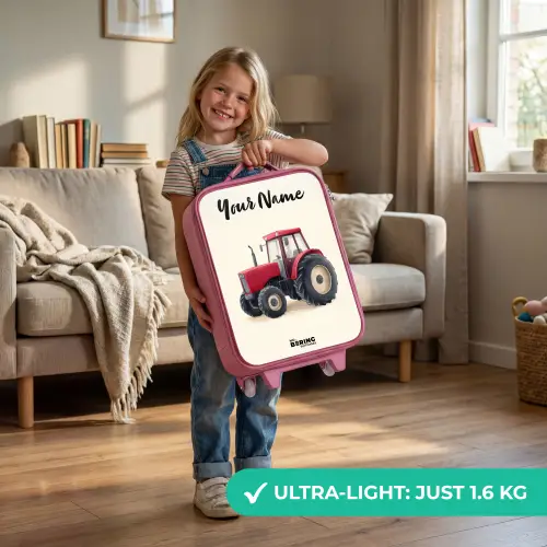 Tractor - Getekend - Rood Kinderkoffer - Roze klein -sfeer2_EN