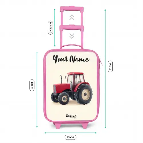 Tractor - Getekend - Rood Kinderkoffer - Roze klein -productfoto_formaten
