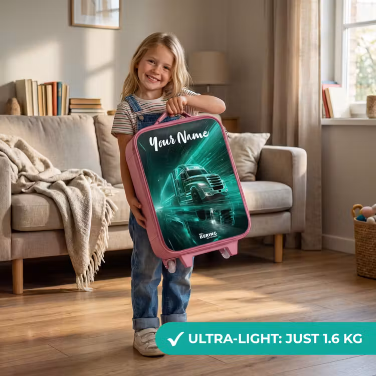 Vrachtwagen - Stad - Groen - Neon Kinderkoffer - Roze klein -sfeer2_EN