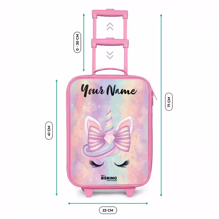Eenhoorn - Glitters - Regenboog - Pastel Kinderkoffer - Roze klein -productfoto_formaten