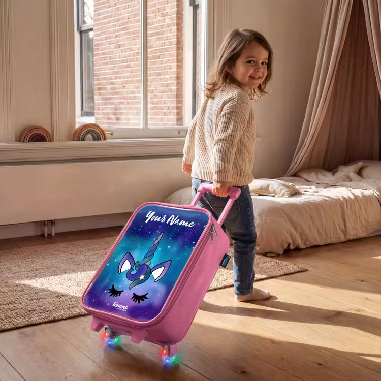 Eenhoorn - Sterrenhemel - Blauw Kinderkoffer - Roze klein -sfeer1